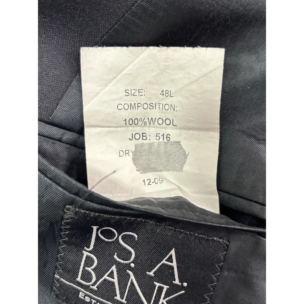 Jos A Bank 48L 40x30 2pc Pant Suit all season wool black slim fit two button‎